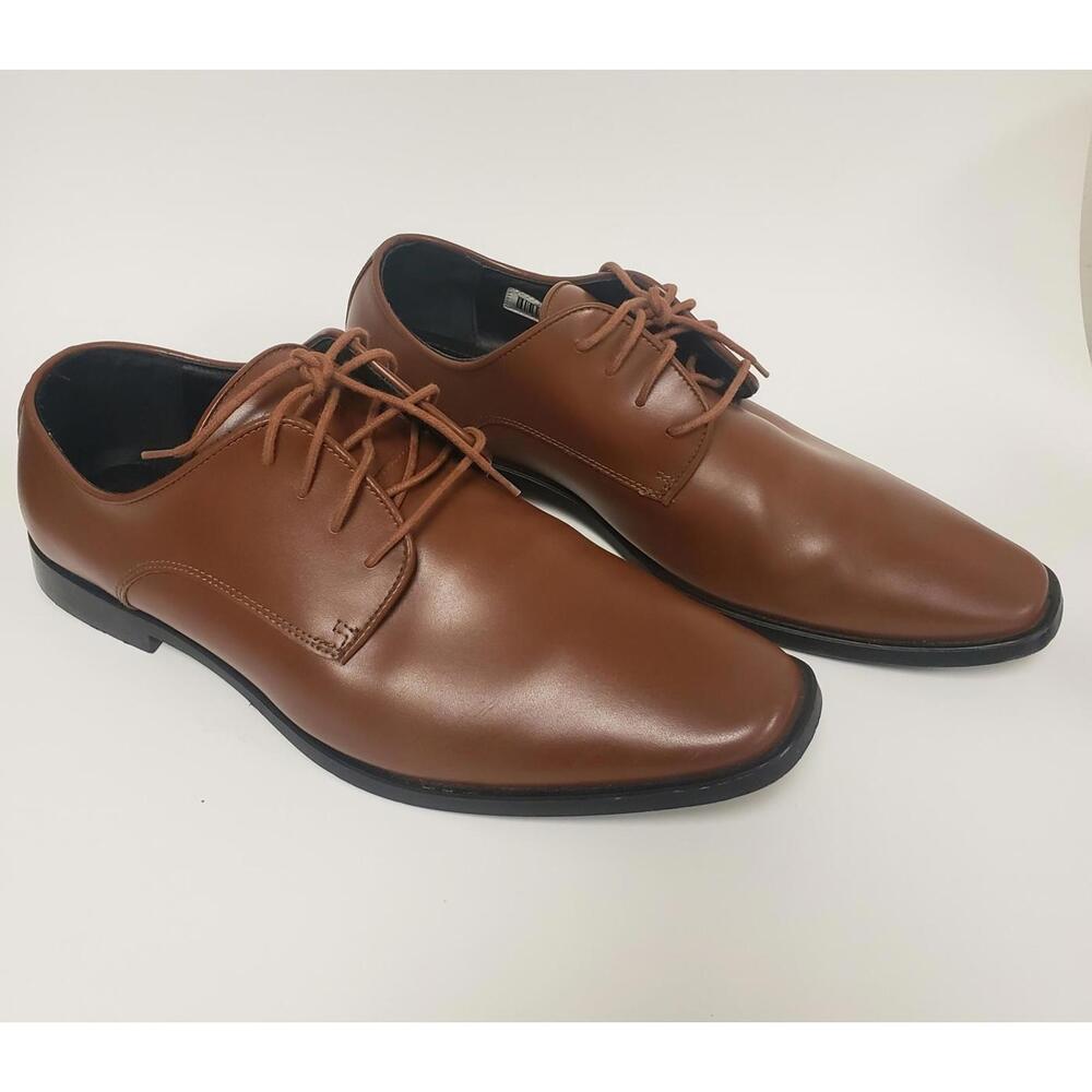 Joseph Abboud Brown Faux Leather Lace-Up Men's Oxford Shoes, Sz 11.5